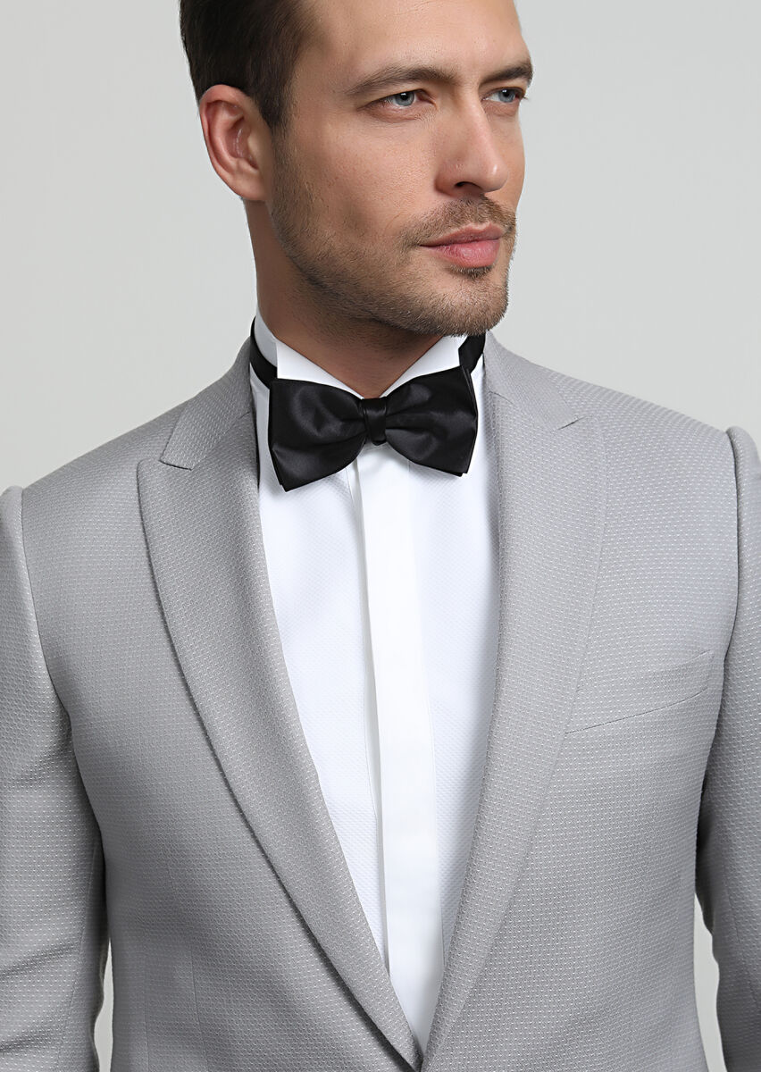 Beige Patterned Fashion Slim Fit Double Breasted Collar Weaving Tuxedo - 2