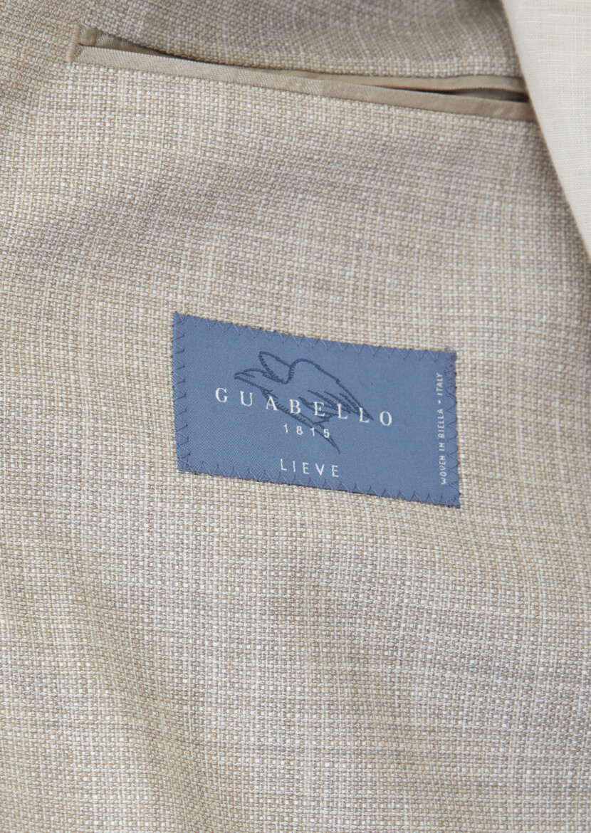 Beige Patterned Zeroweight Slim Fit Silk Blended Jacket - 6