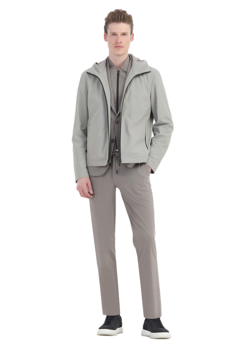 Beige Plain Comfort Fit Suit - 4