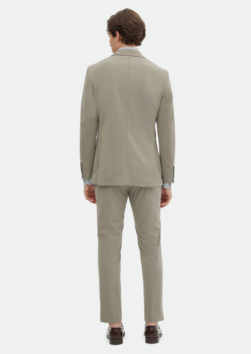 Beige Plain Comfort Fit Suit - 5