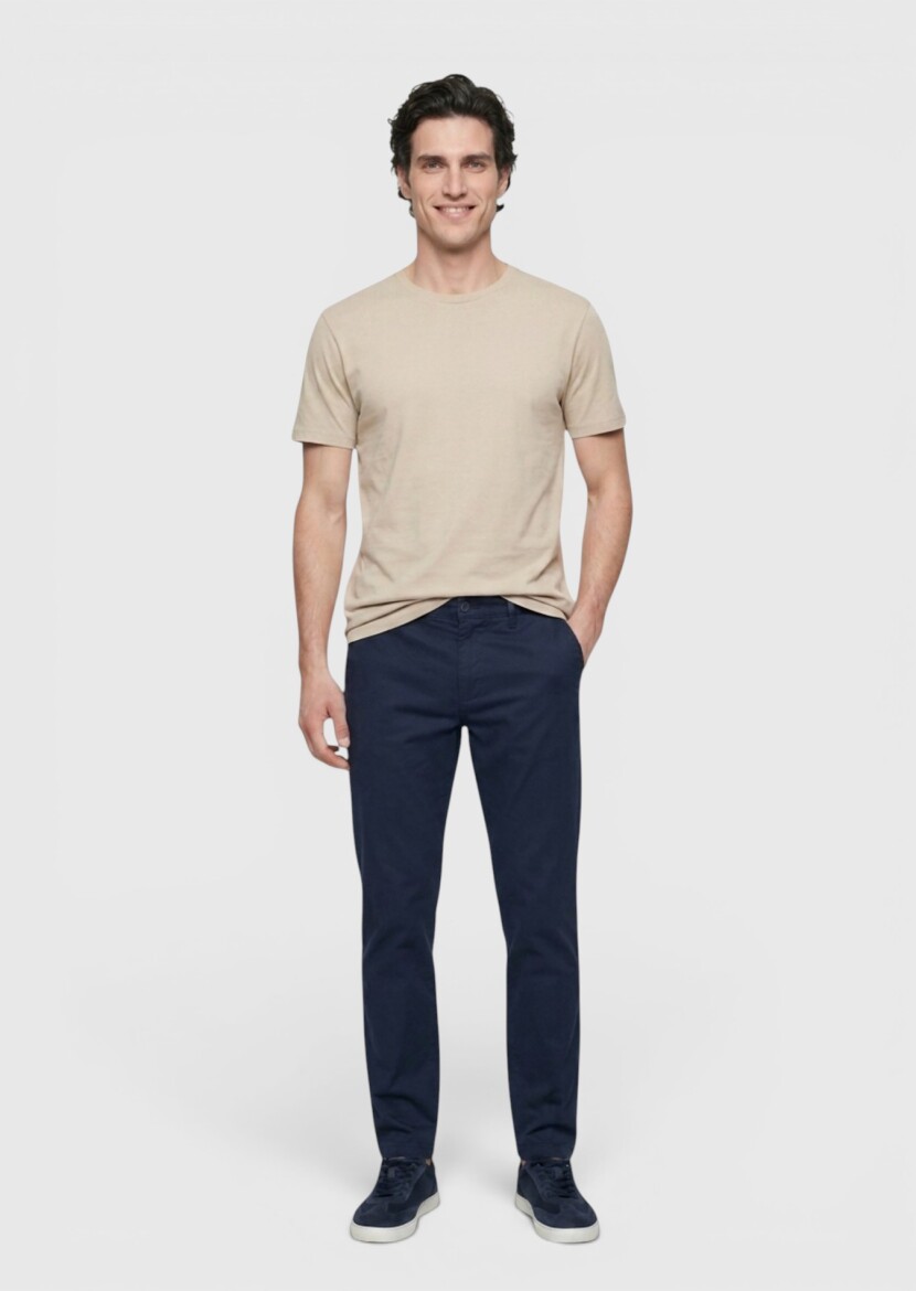 Beige Plain Cotton Blended T-Shirt - RAMSEY