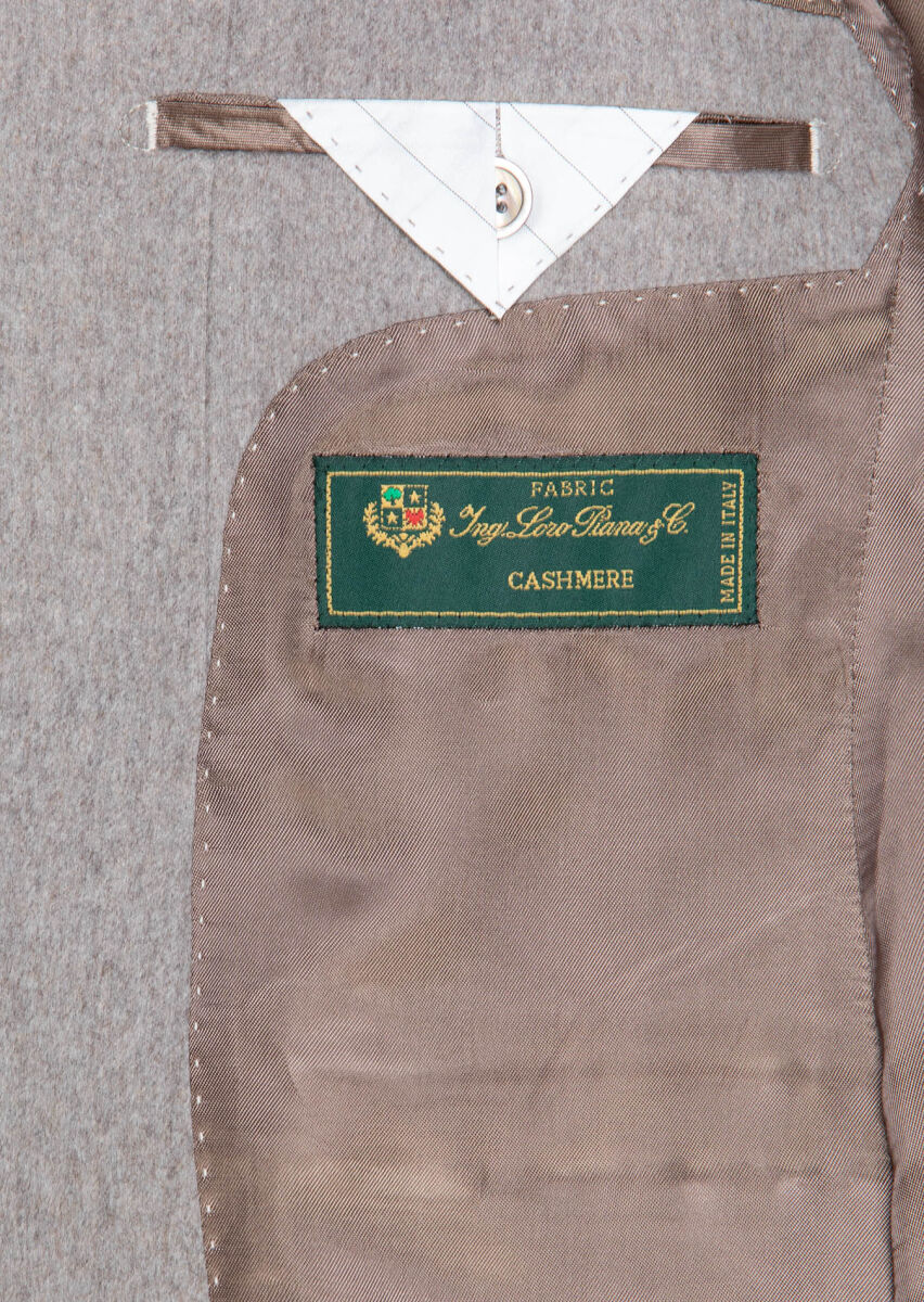 Beige Plain Regular Fit 100% Cashmire Jacket - 8