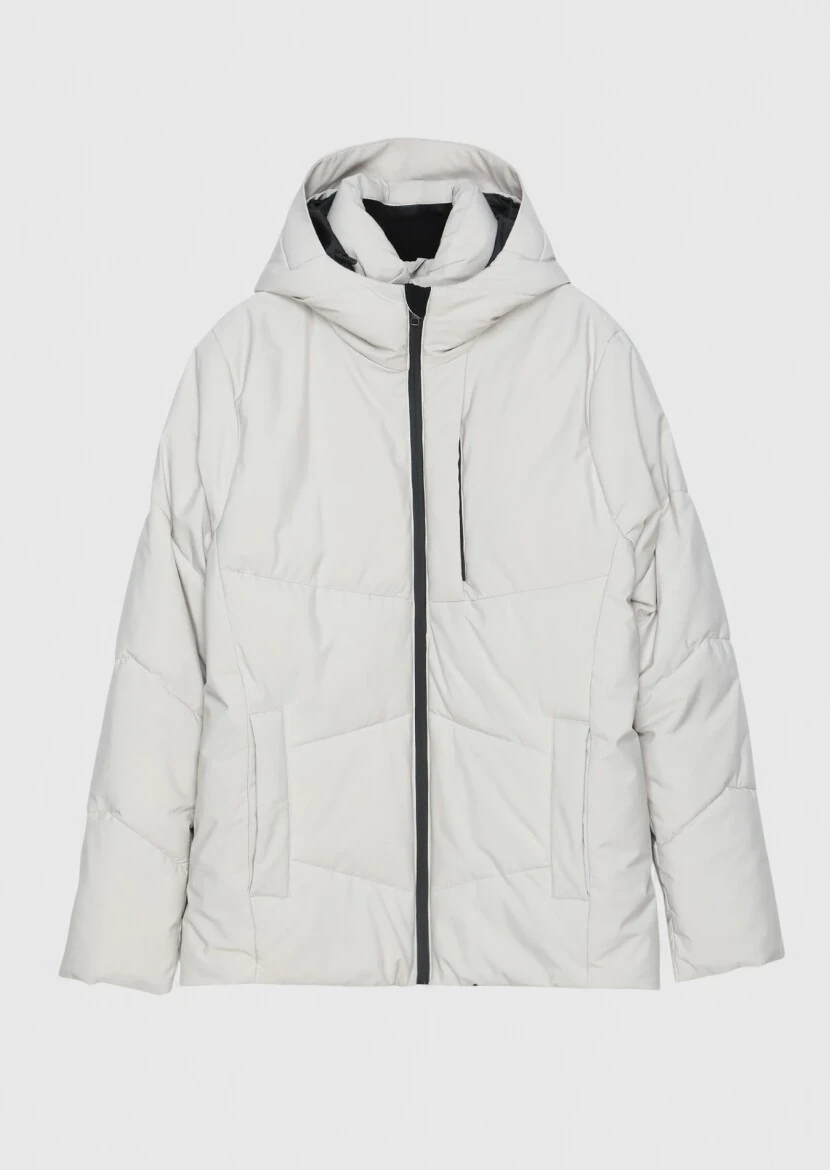 Beige Regular Fit Hooded Casual Weaving Coat - RAMSEY