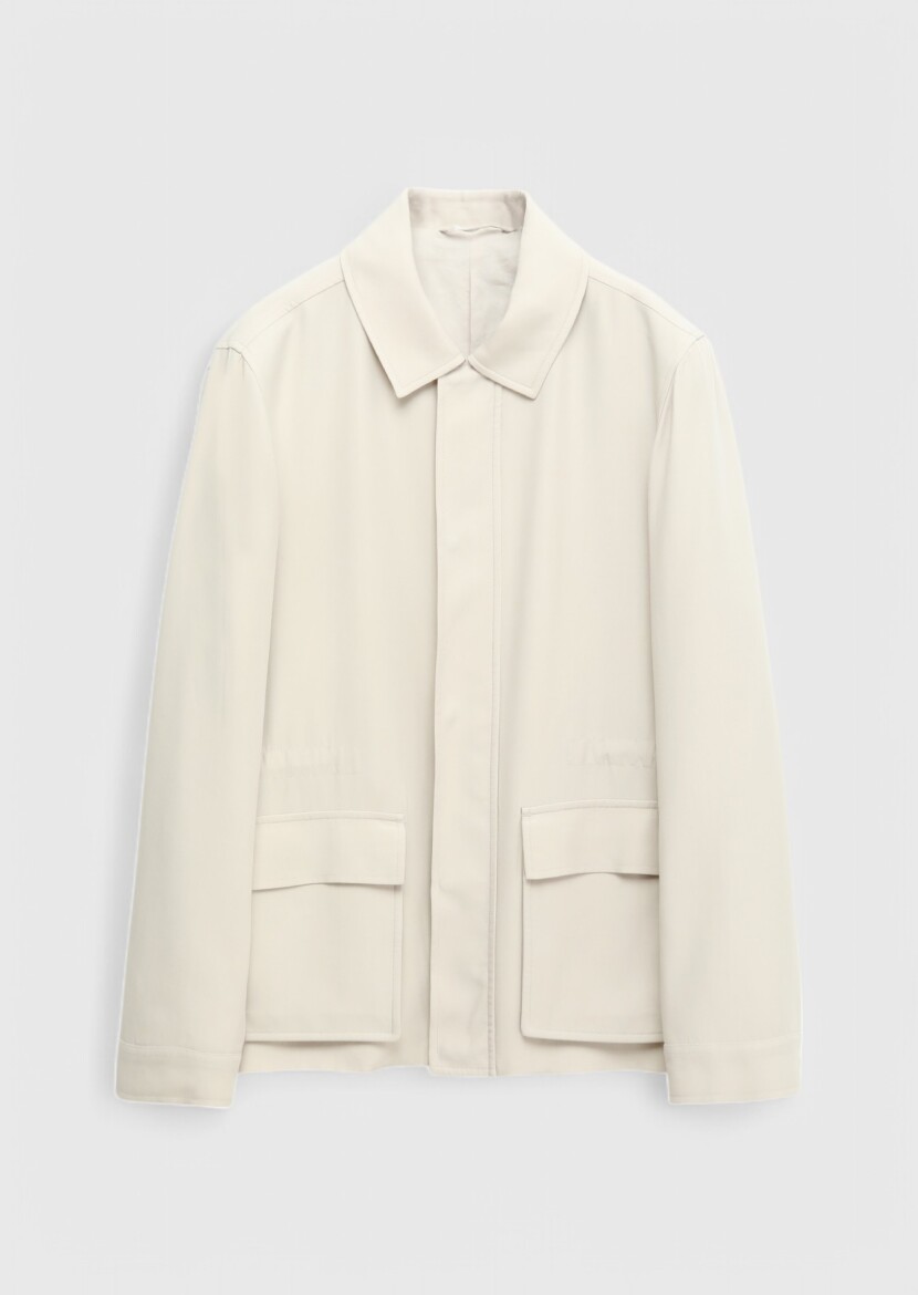 Beige Regular Fit Shirt Collar Casual Weaving Coat - 7