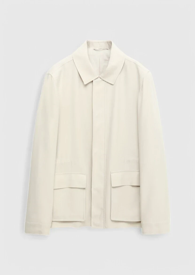 Beige Regular Fit Shirt Collar Casual Weaving Coat - 7
