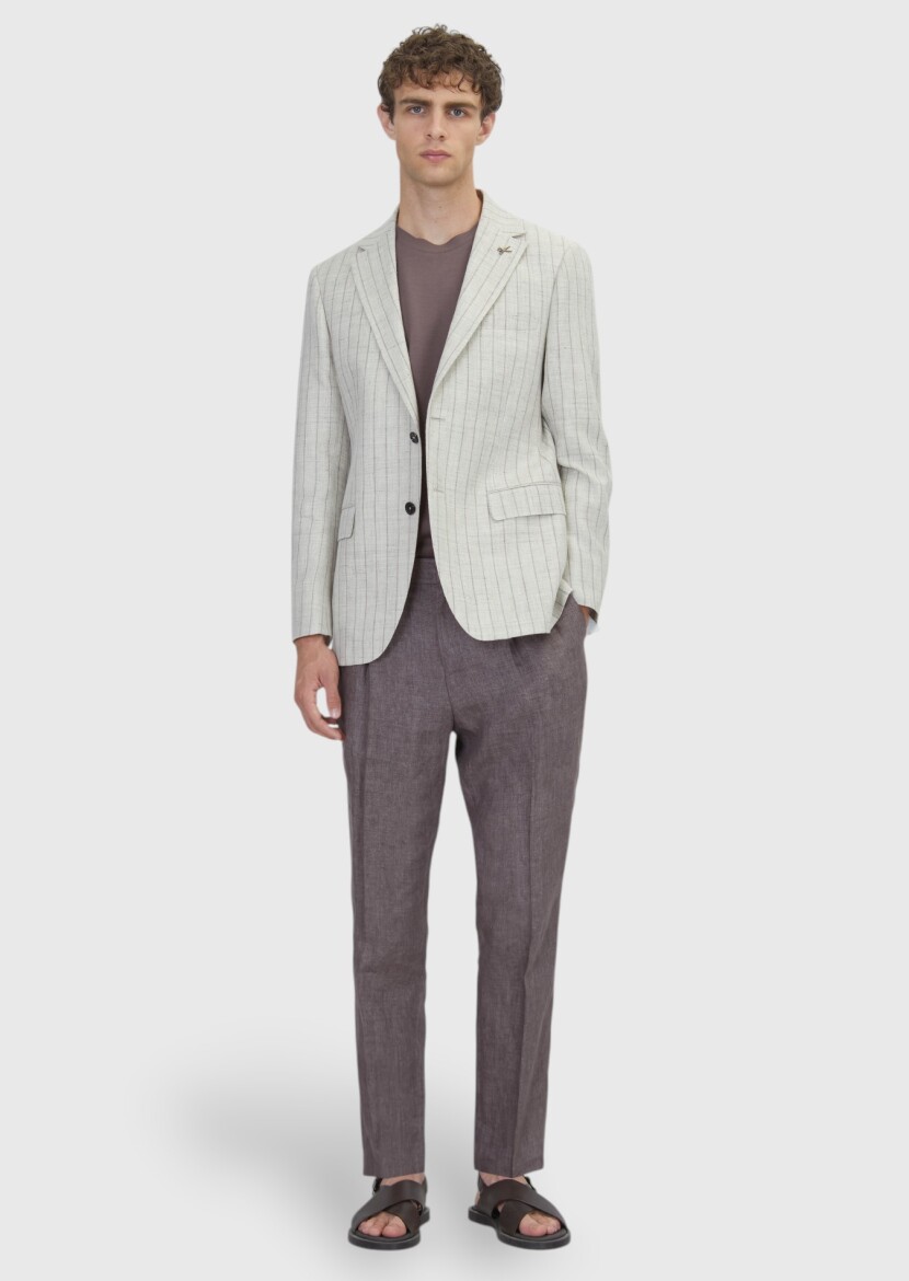 Beige Regular Fit Wool Blended Jacket - RAMSEY