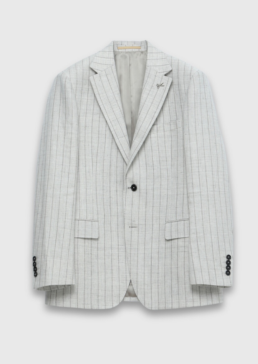 Beige Regular Fit Wool Blended Jacket - 7