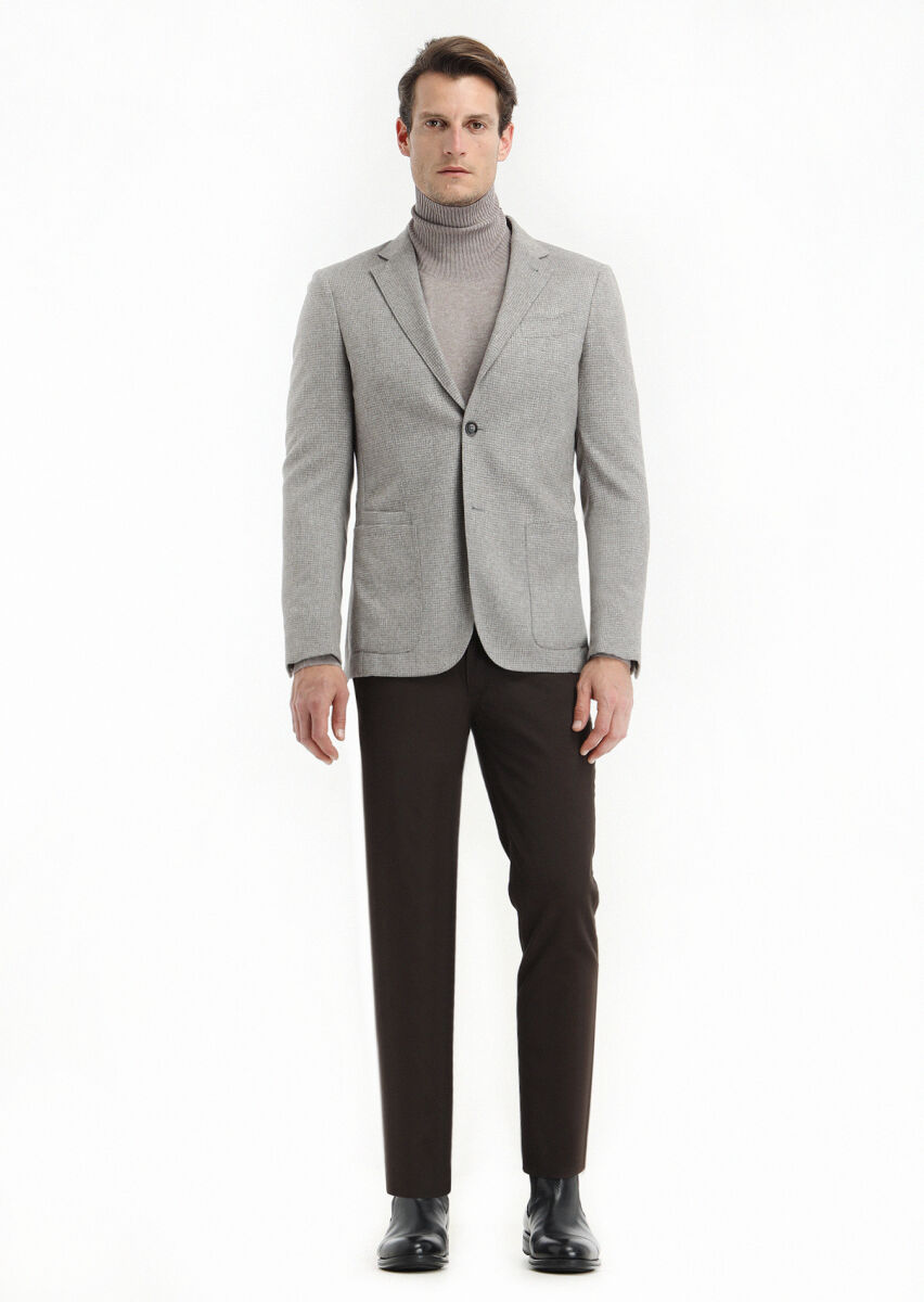 Beige Silk Blended Jacket - 1