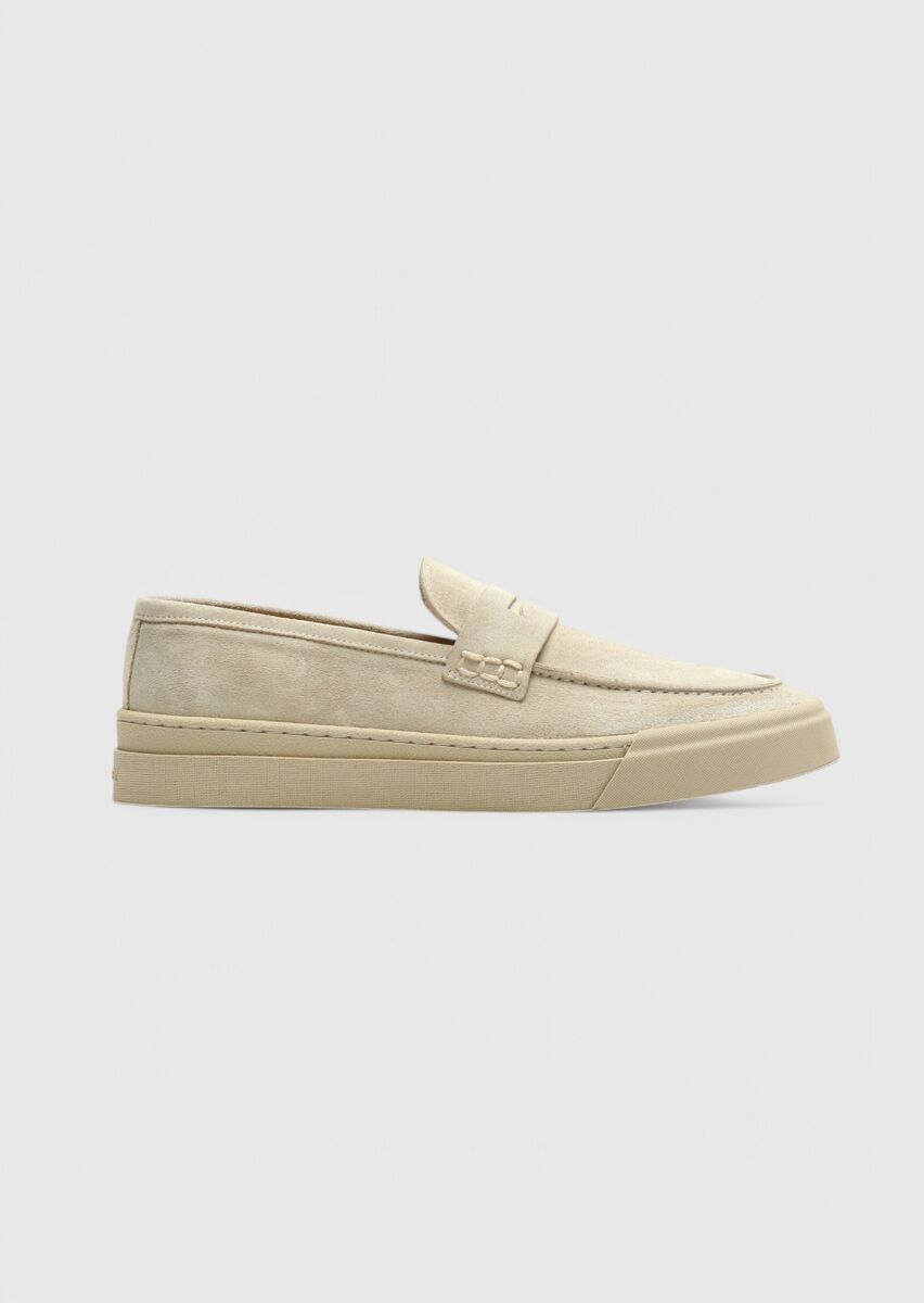 Beige Suede Casual Loafer - 1
