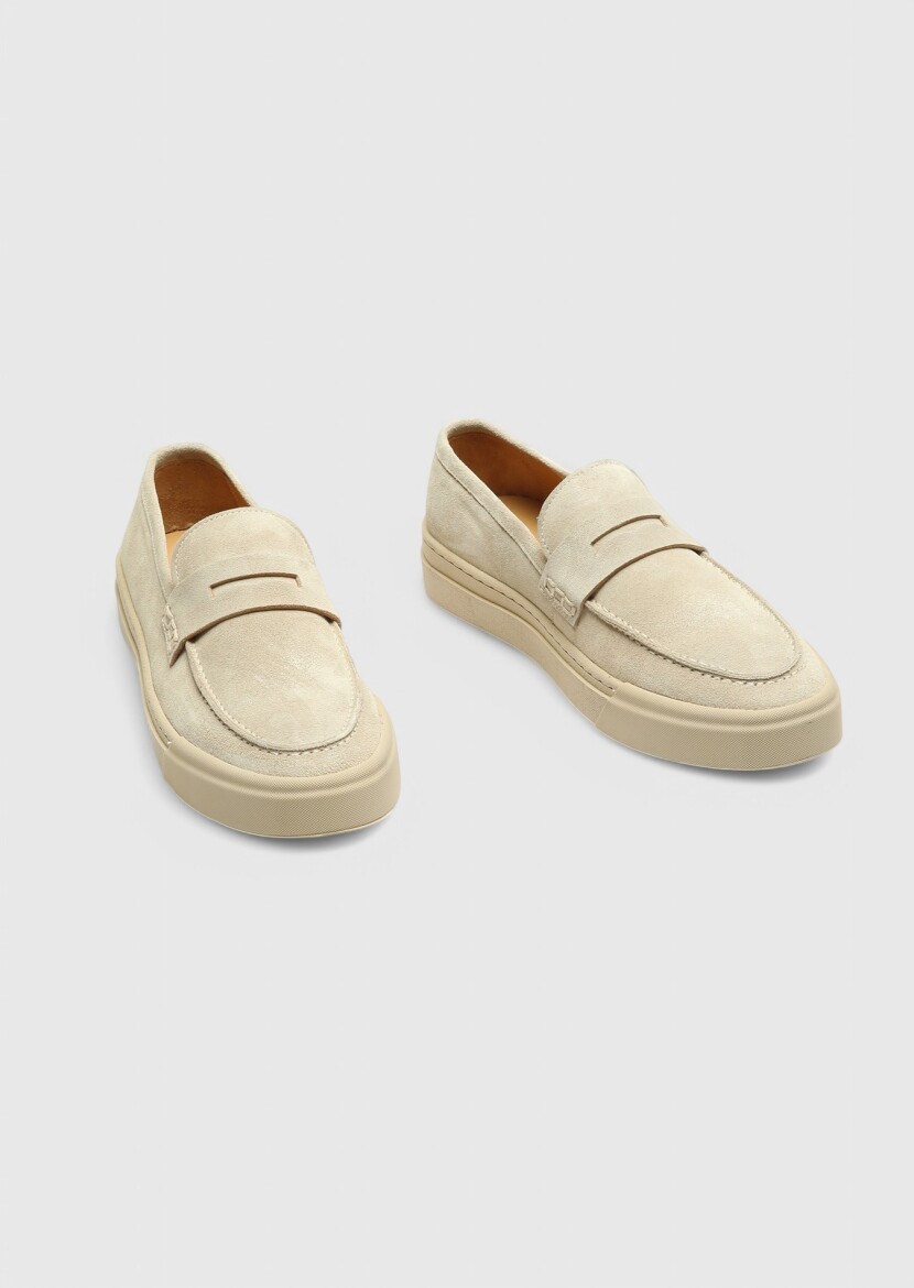 Beige Suede Casual Loafer - 3