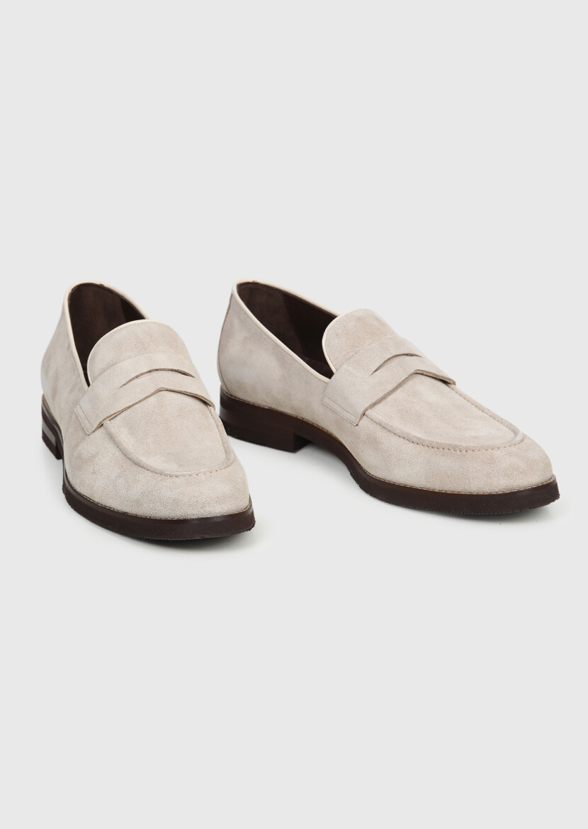 Beige Suede Casual Loafer - 3