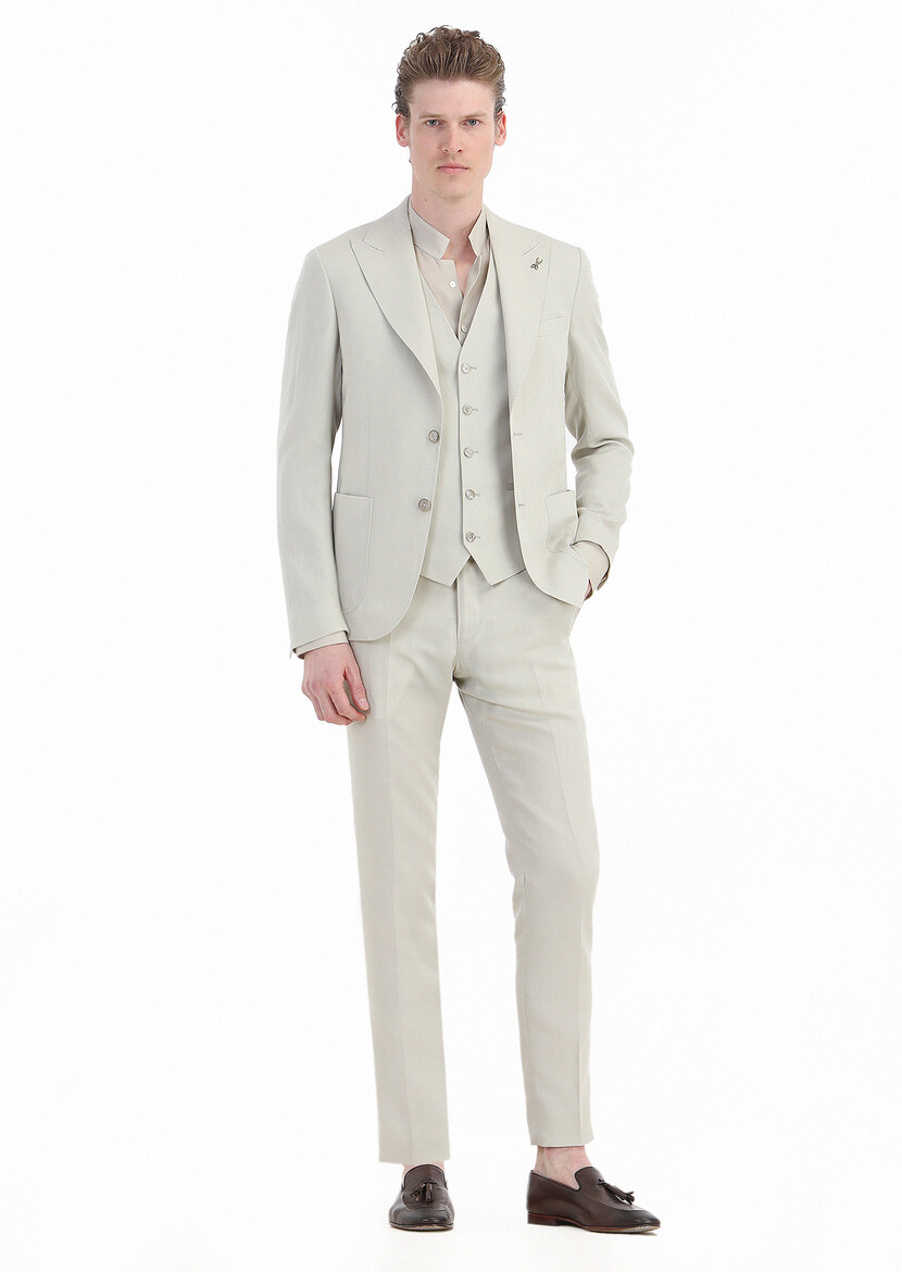 Beige Suit With Waistcoat - 2