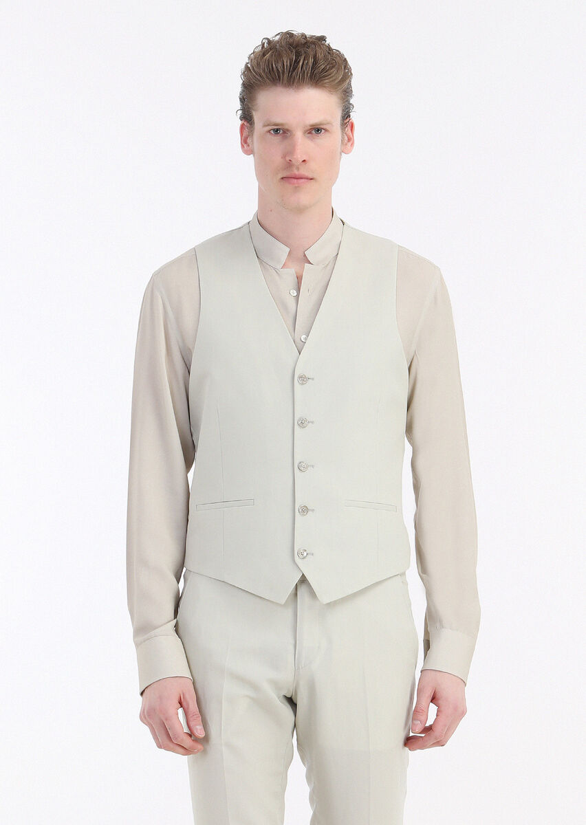 Beige Suit With Waistcoat - 6