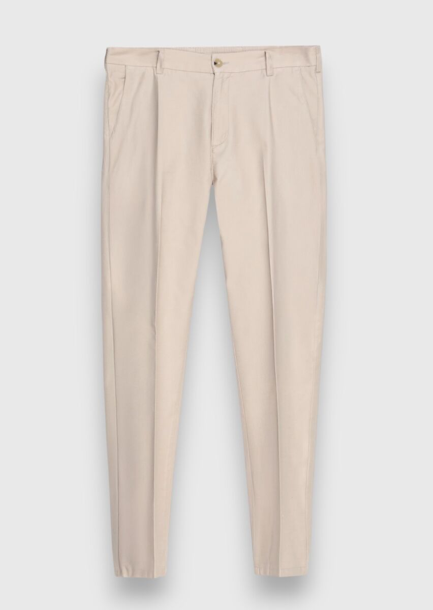 Beige Weaving Jogging Fit Casual Cotton Blended Trousers - 6