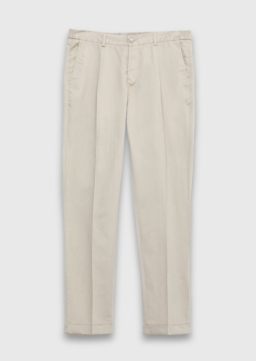 Beige Weaving Jogging Fit Casual Silk Blended Trousers - 6