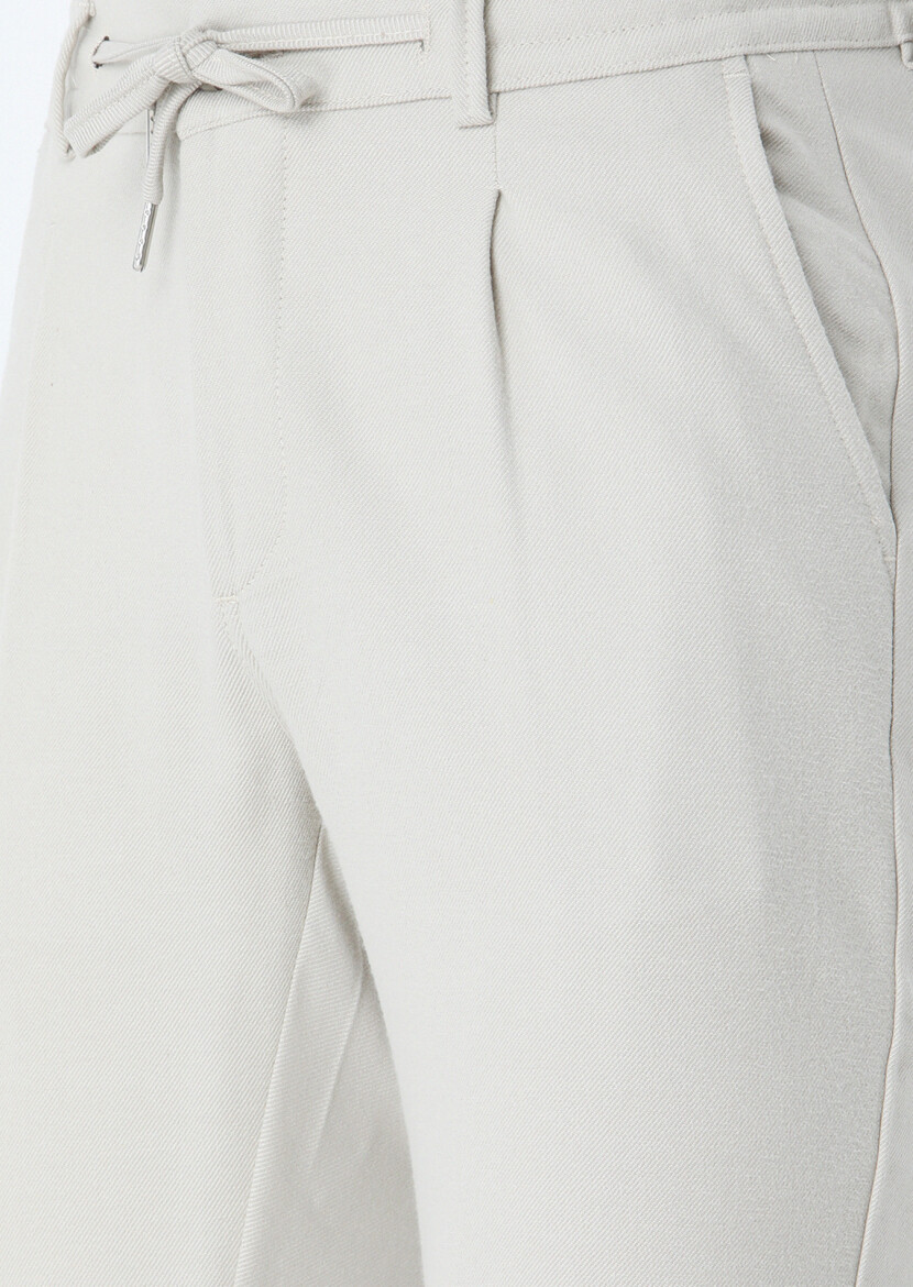 Beige Weaving Jogging Fit Casual Trousers - 2