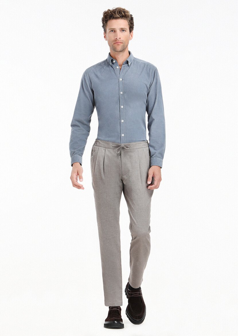 Beige Weaving Jogging Fit Casual Trousers 