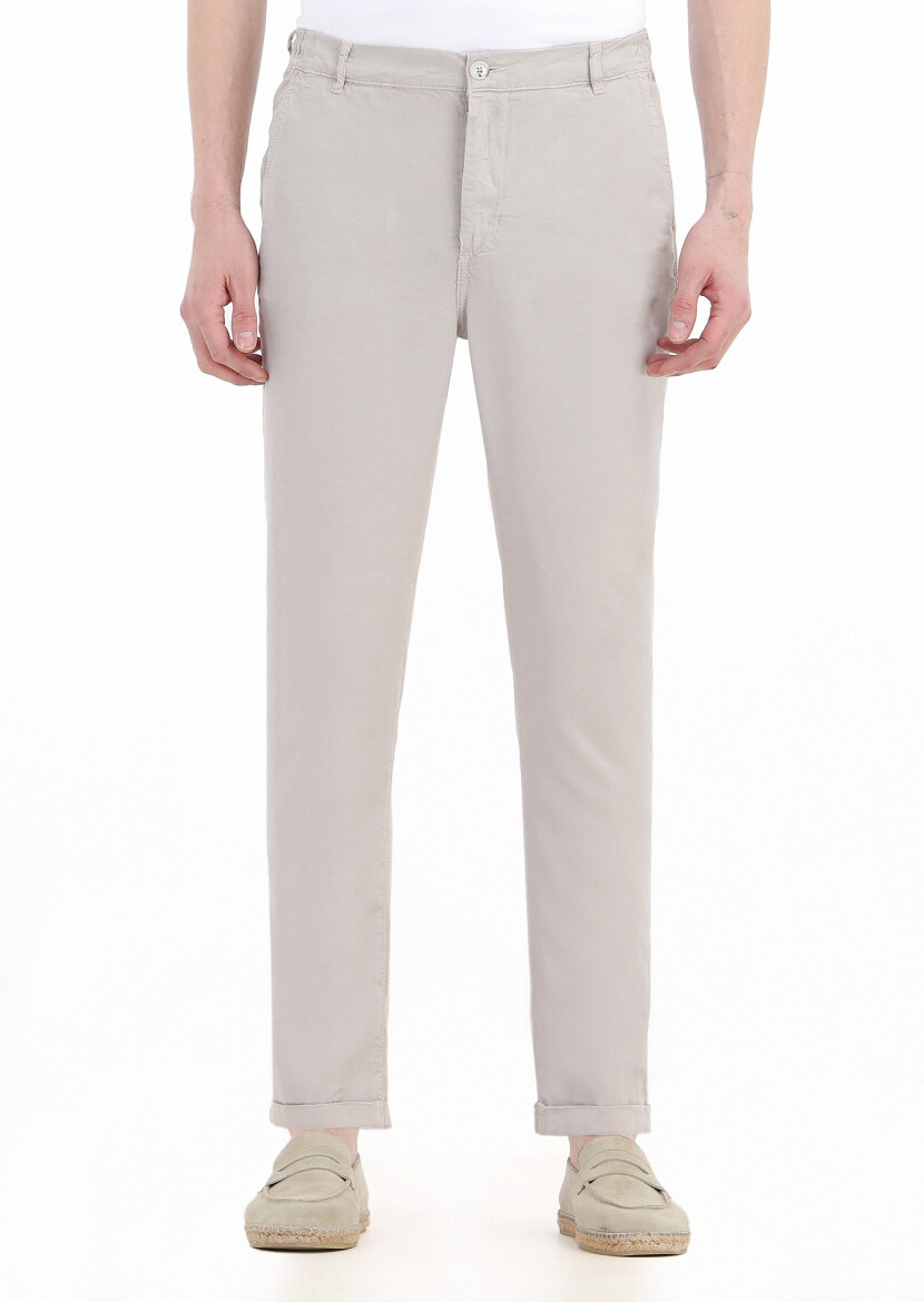 Beige Weaving Jogging Fit Casual Trousers - 3