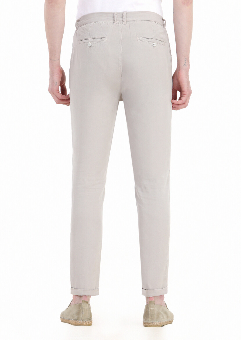 Beige Weaving Jogging Fit Casual Trousers - 4