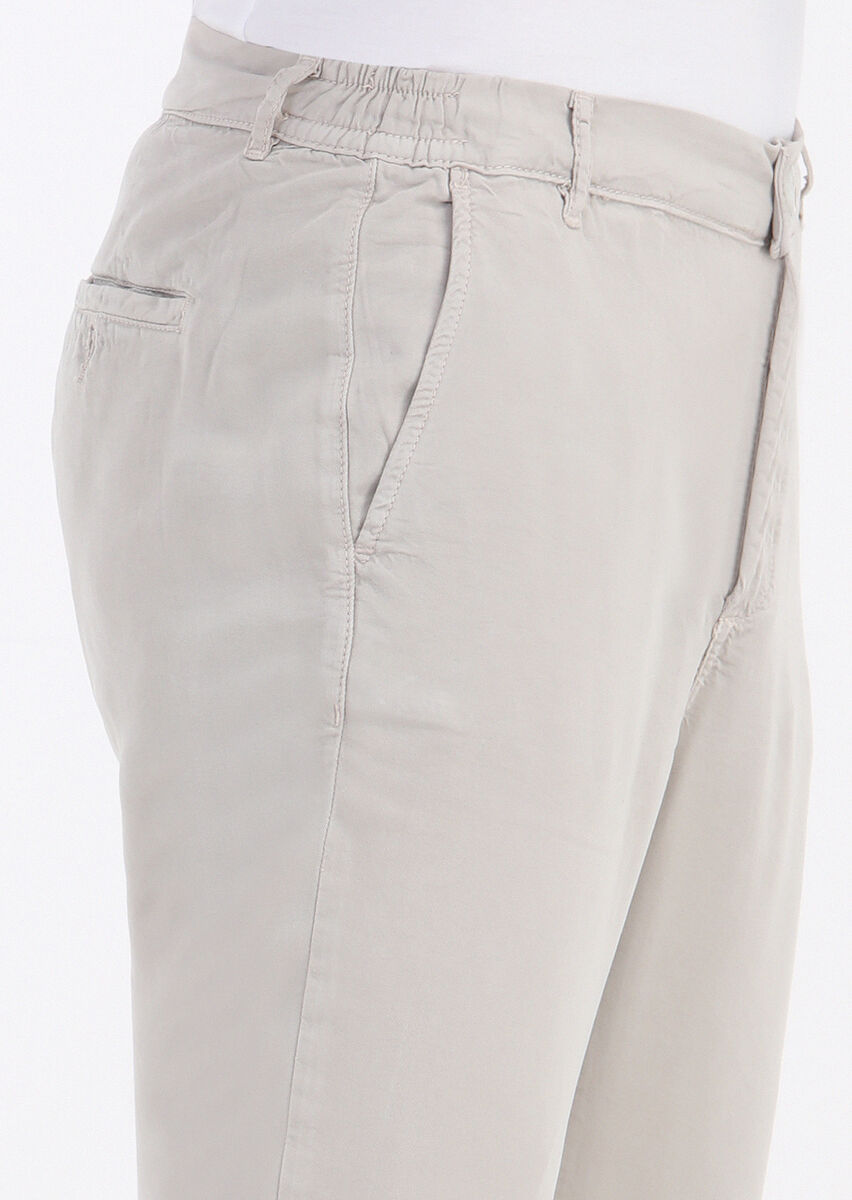 Beige Weaving Jogging Fit Casual Trousers - 2