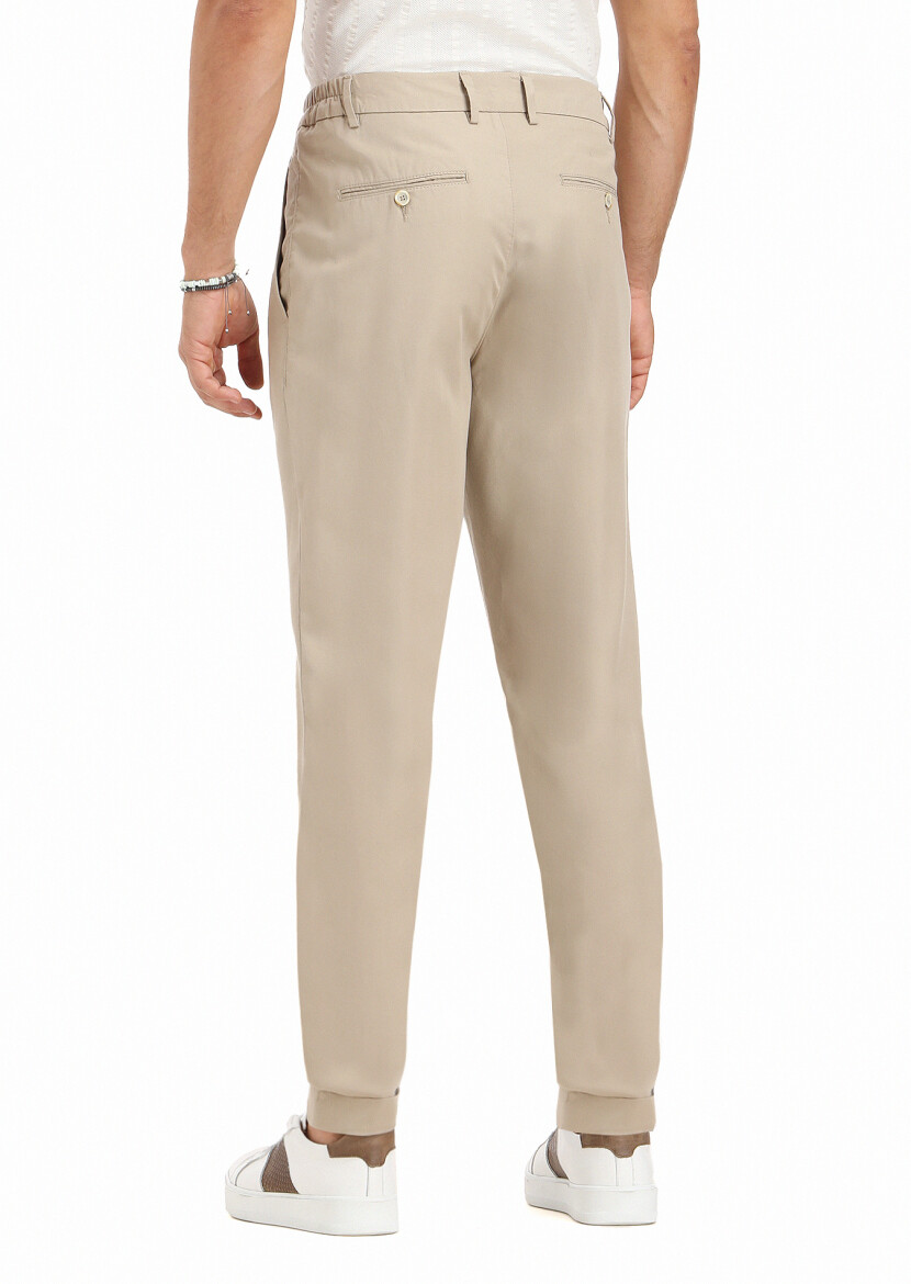 Beige Weaving Jogging Fit Casual Trousers - 5