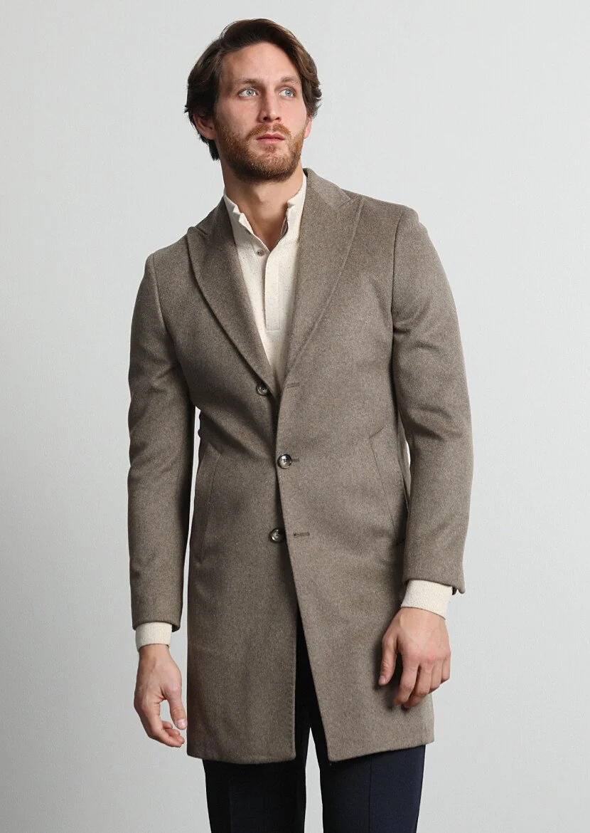 Beige Weaving Overcoat - 1