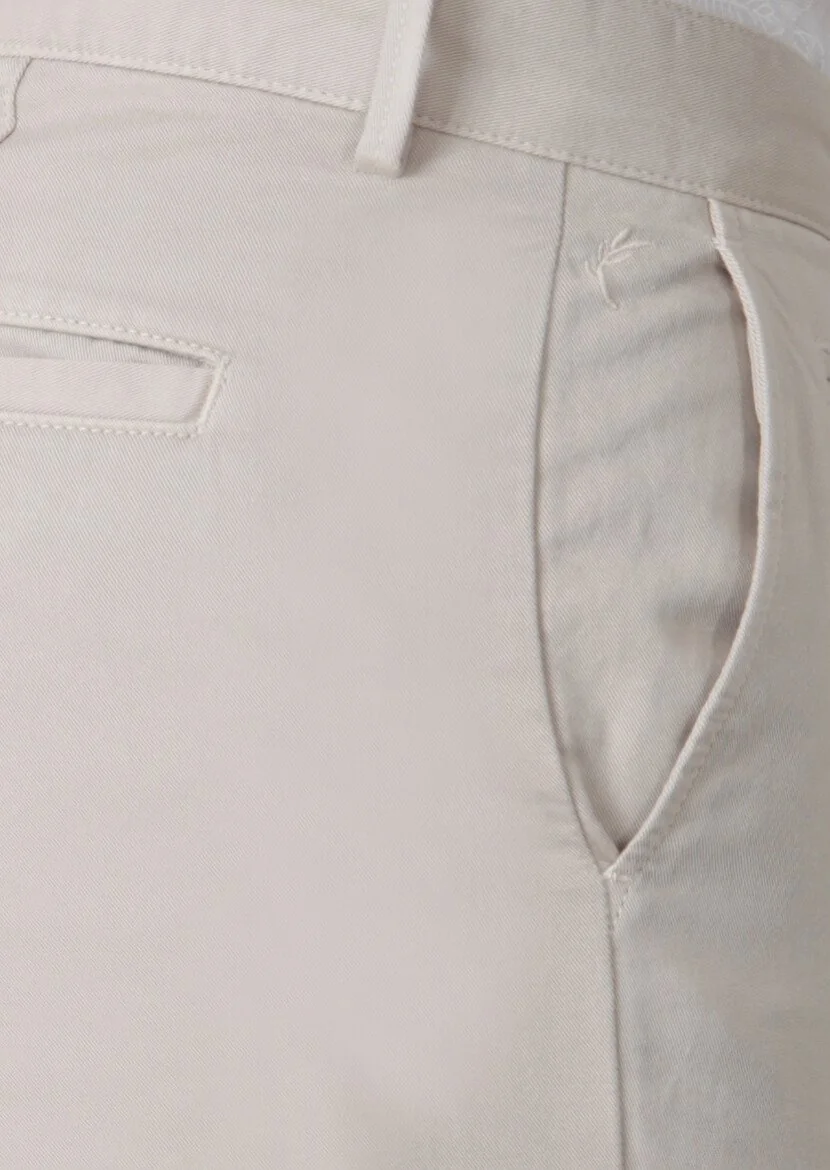 Beige Weaving Regular Fit Casual Cotton Blended Trousers - 3