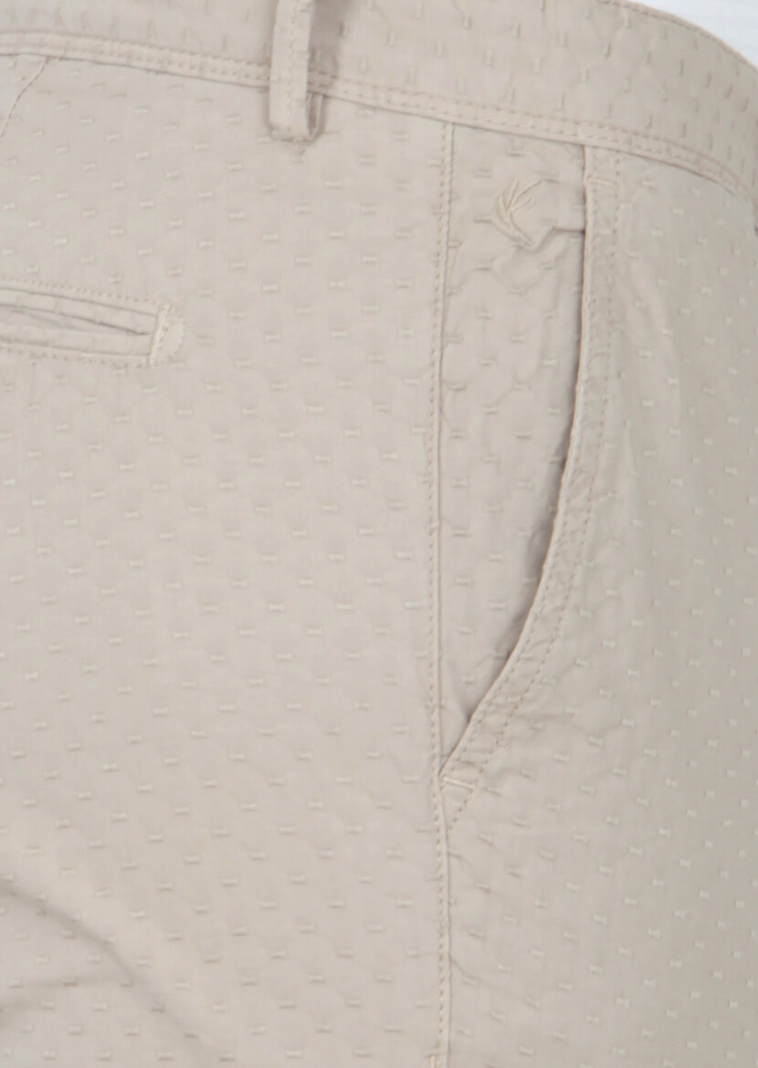 Beige Weaving Regular Fit Casual Cotton Blended Trousers - 3