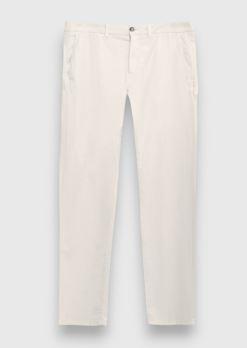 Beige Weaving Regular Fit Casual Cotton Blended Trousers - 5