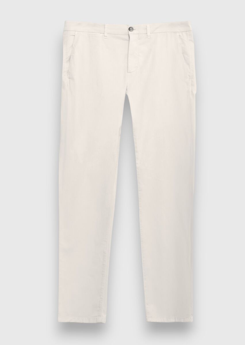 Beige Weaving Regular Fit Casual Cotton Blended Trousers - 5