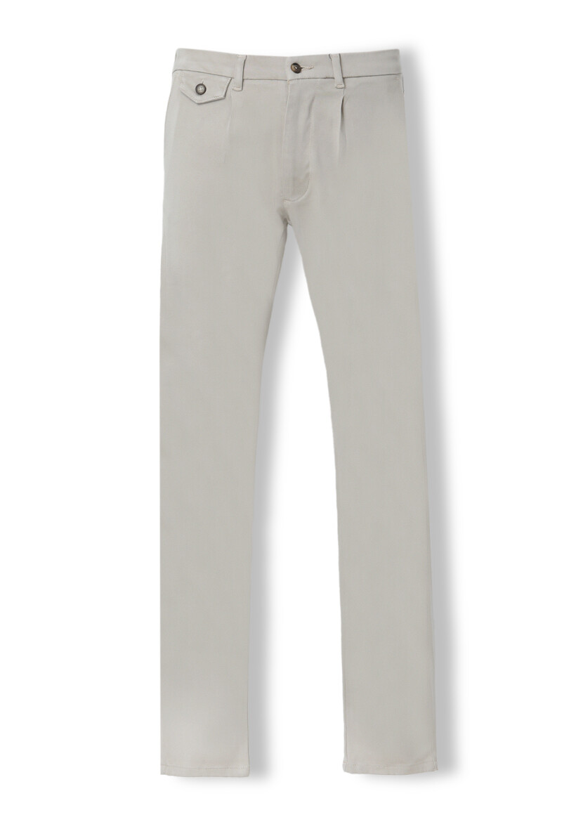 Beige Weaving Regular Fit Casual Trousers - 5