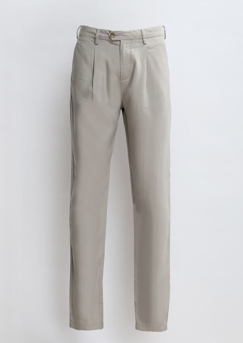 Beige Weaving Regular Fit Casual Trousers - 5