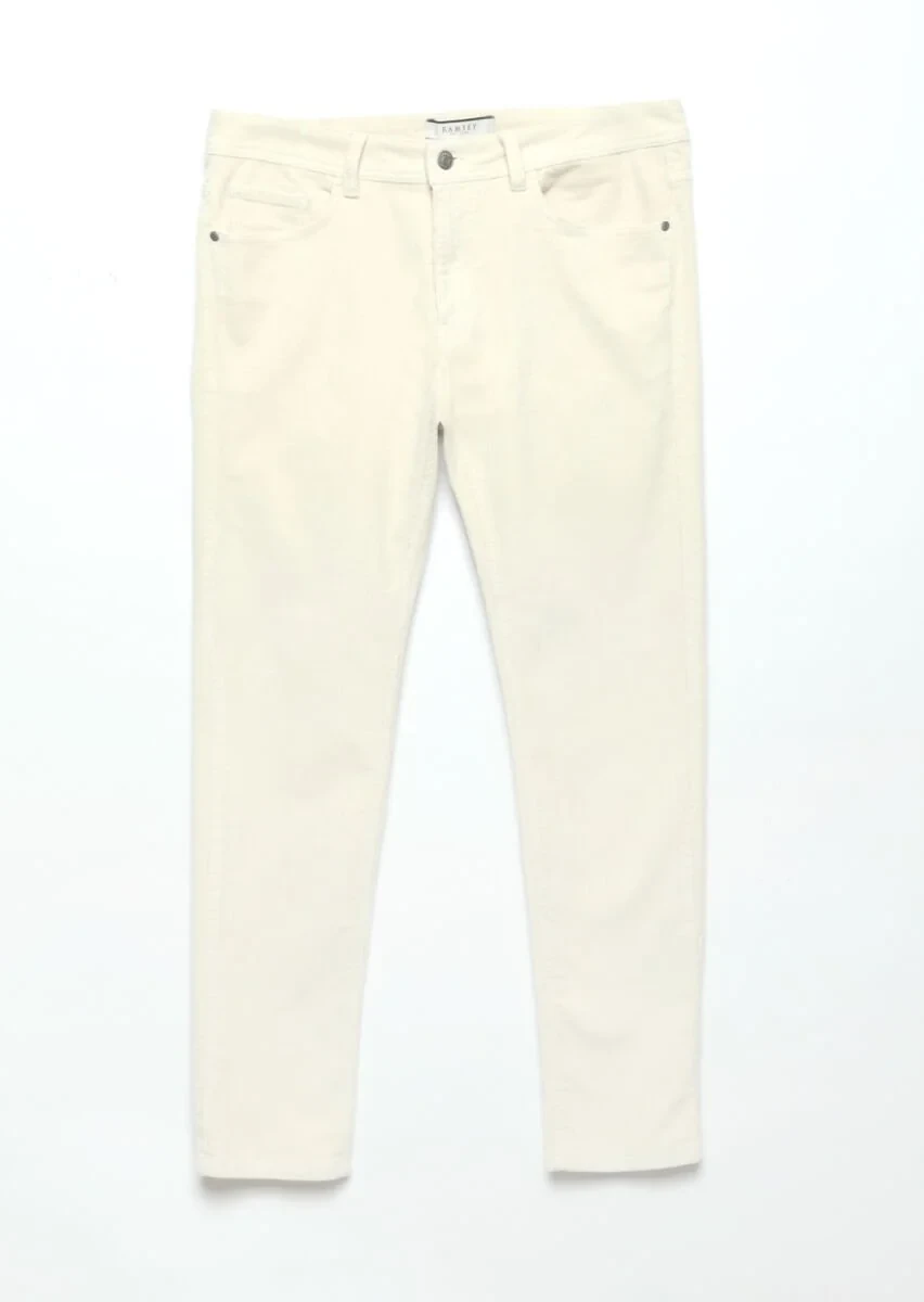 Beige Weaving Slim Fit Casual Cotton Blended Trousers - 5