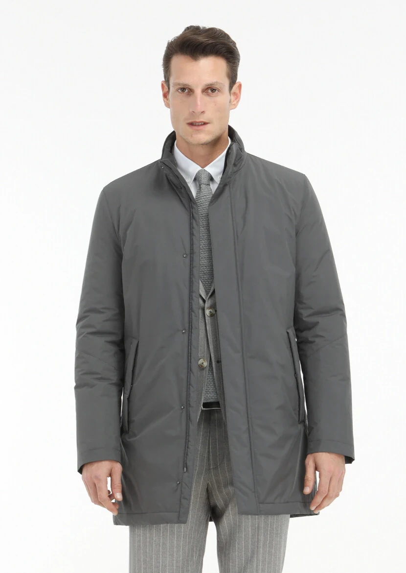 Bej Çizgili Zeroweight Slim Fit İpek Karışımlı Takım Elbise - 4
