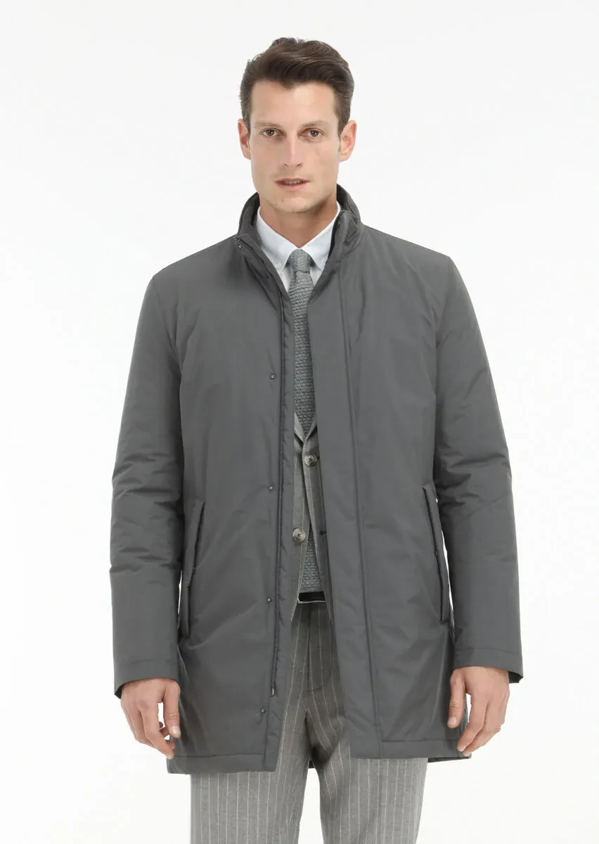 Bej Çizgili Zeroweight Slim Fit İpek Karışımlı Takım Elbise - 4