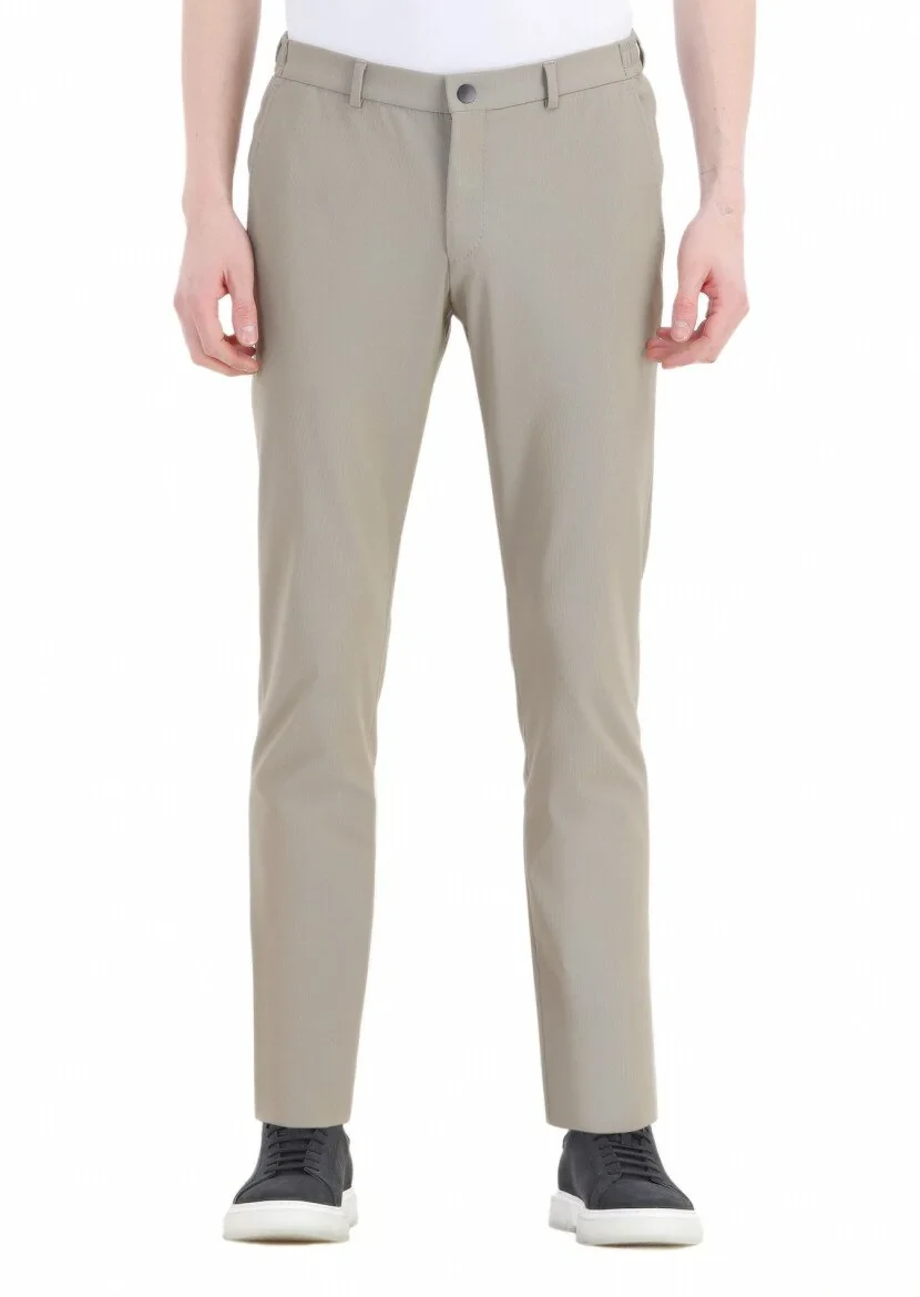 Bej Desenli Comfort Fit Örme Takım Elbise - 6