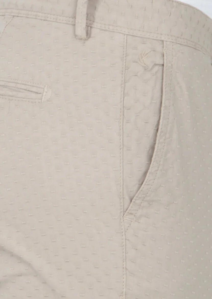 Bej Desenli Dokuma Regular Fit Casual Pamuk Karışımlı Pantolon - 3