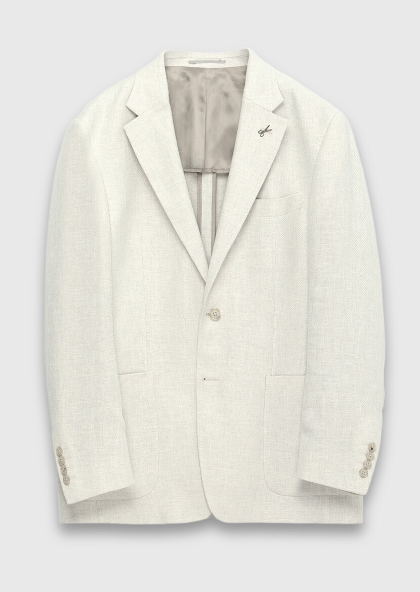 Bej Desenli Shirt Shoulder Slim Fit Pamuk Karışımlı Ceket - 6