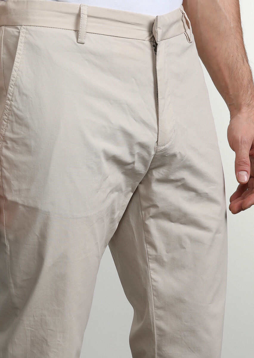 Bej Düz Dokuma Jogging Fit Casual Pamuk Karışımlı Pantolon - 2