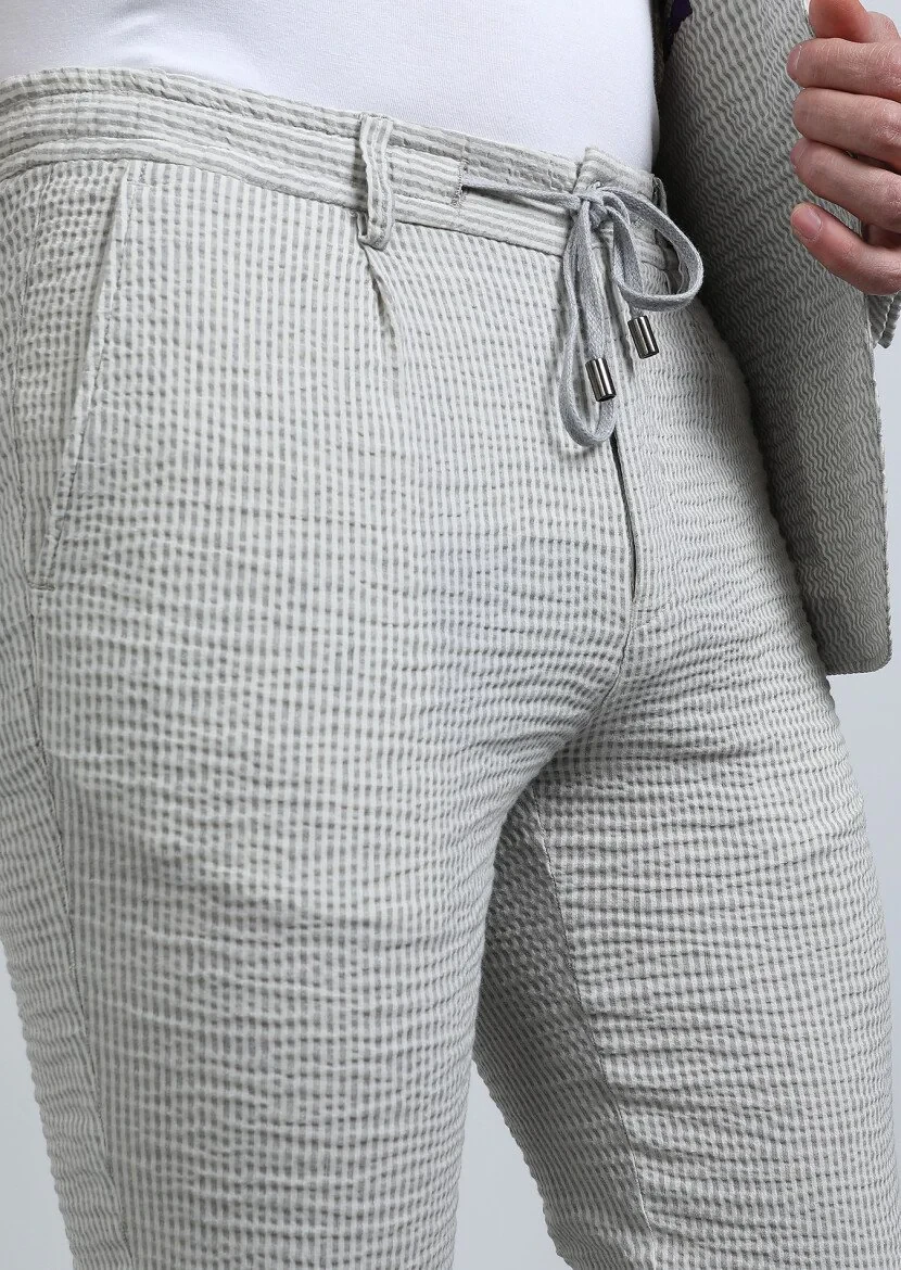 Bej Düz Dokuma Jogging Fit Casual Pamuk Karışımlı Pantolon - 4