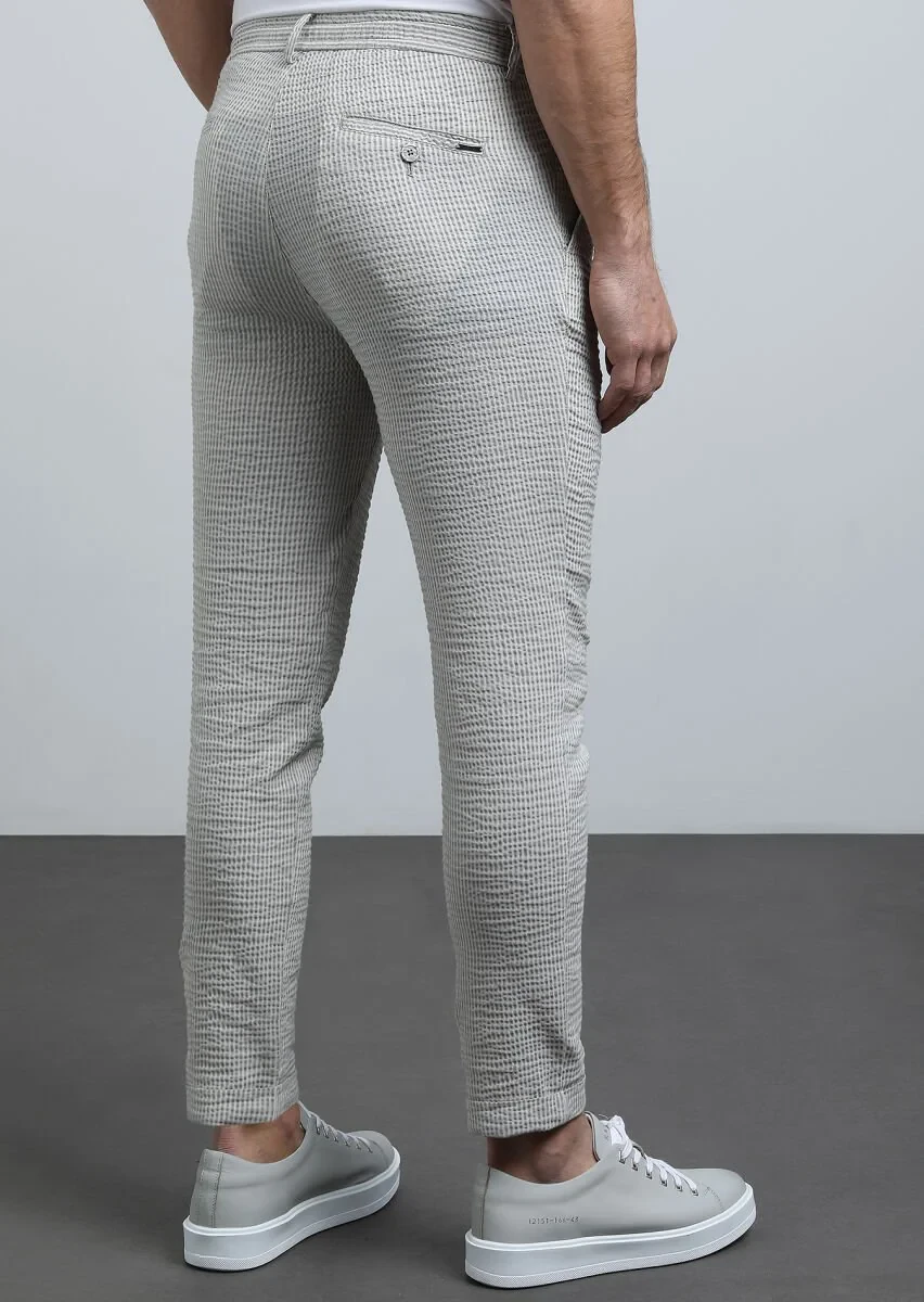 Bej Düz Dokuma Jogging Fit Casual Pamuk Karışımlı Pantolon - 5
