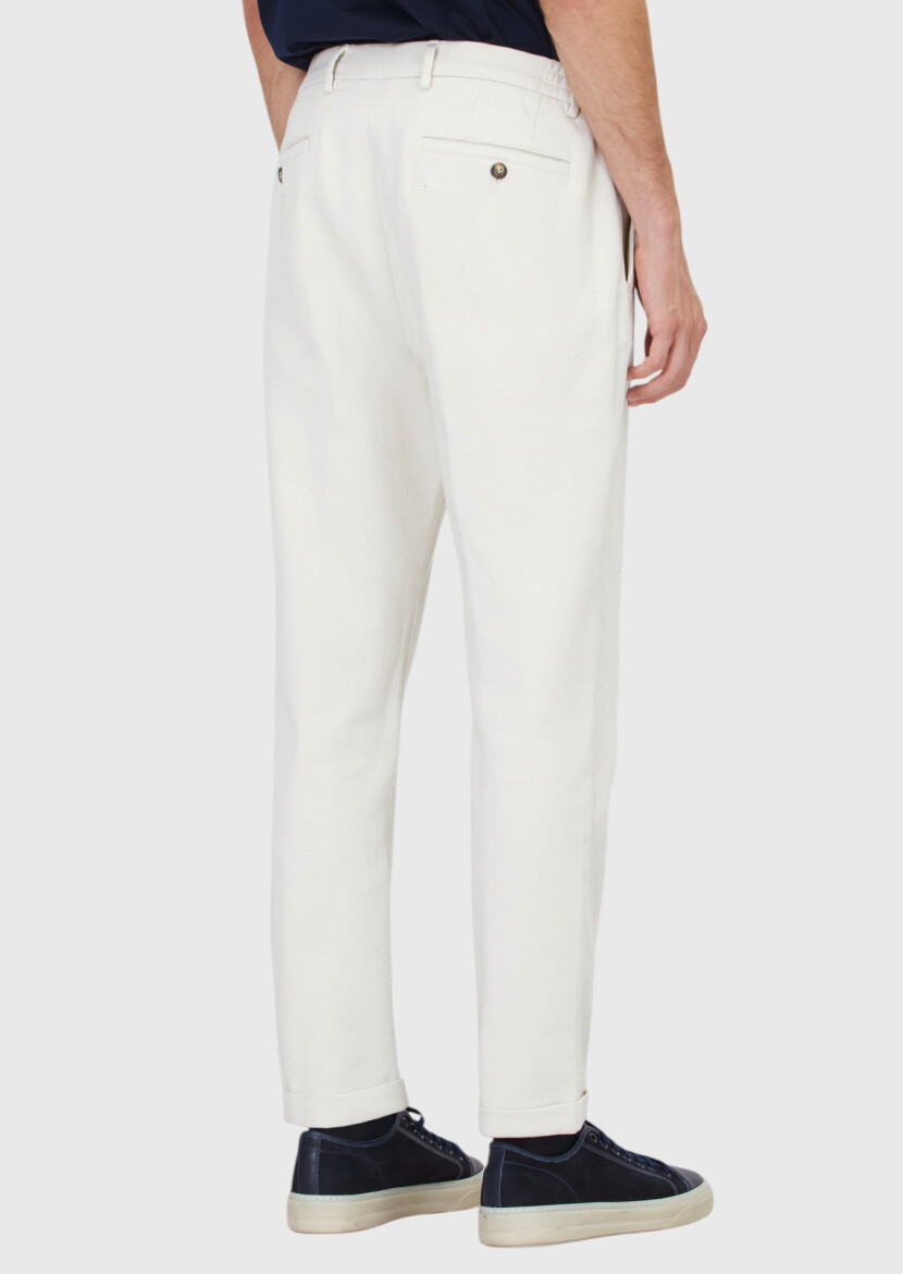 Bej Düz Dokuma Jogging Fit Casual Pamuk Karışımlı Pantolon - 5