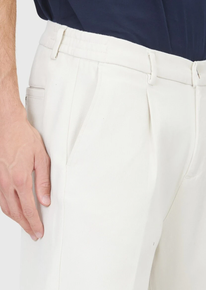 Bej Düz Dokuma Jogging Fit Casual Pamuk Karışımlı Pantolon - 3