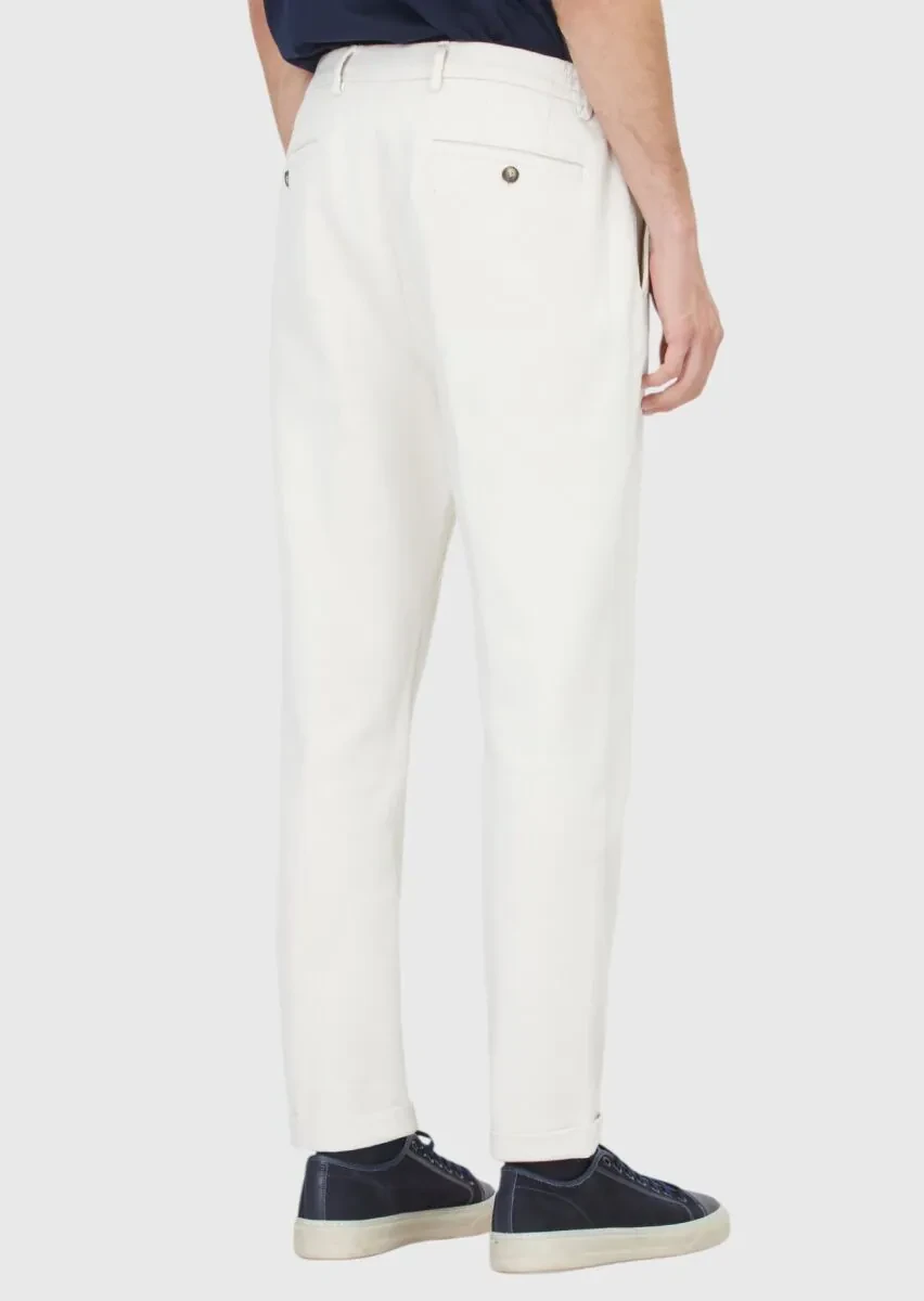 Bej Düz Dokuma Jogging Fit Casual Pamuk Karışımlı Pantolon - 5
