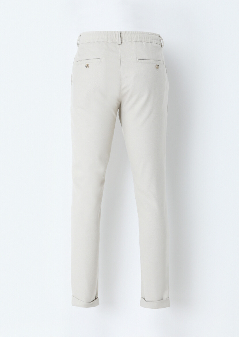 Bej Düz Dokuma Jogging Fit Casual Pantolon - 3