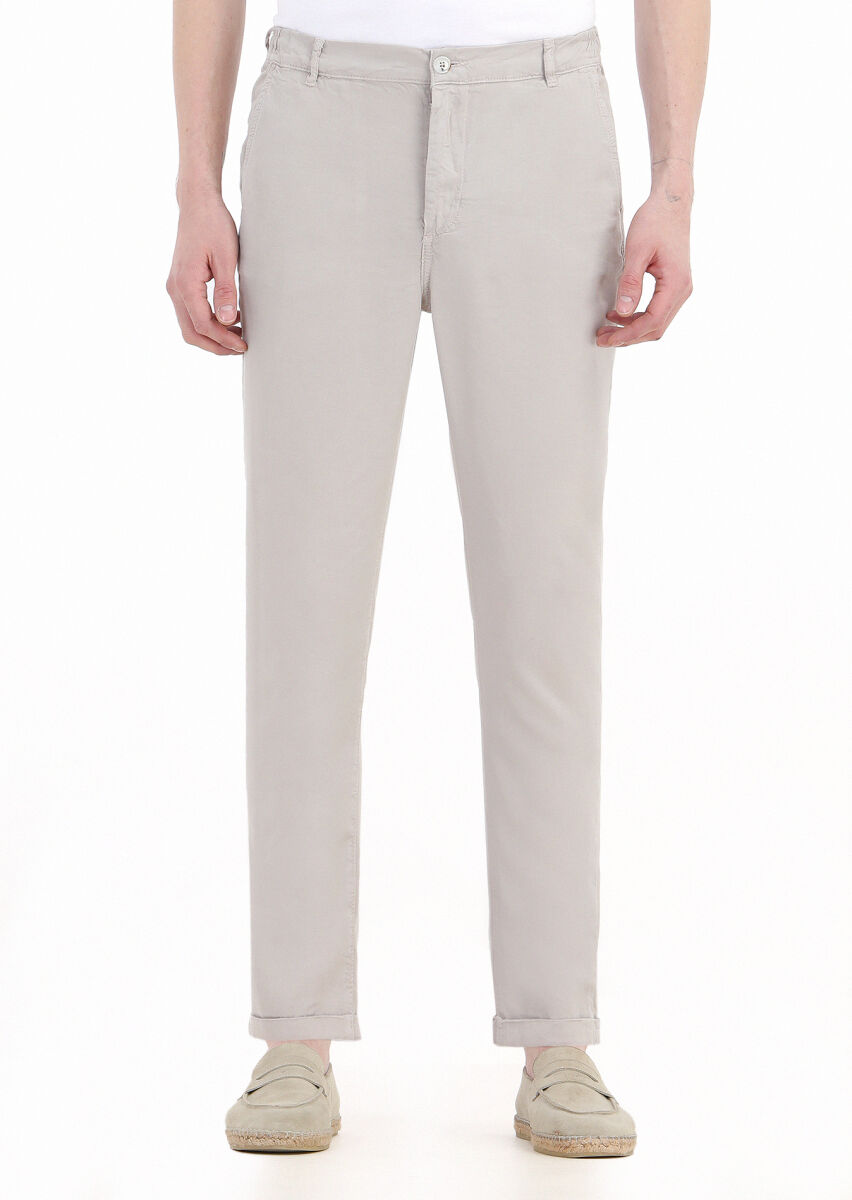 Bej Düz Dokuma Jogging Fit Casual Pantolon - 3