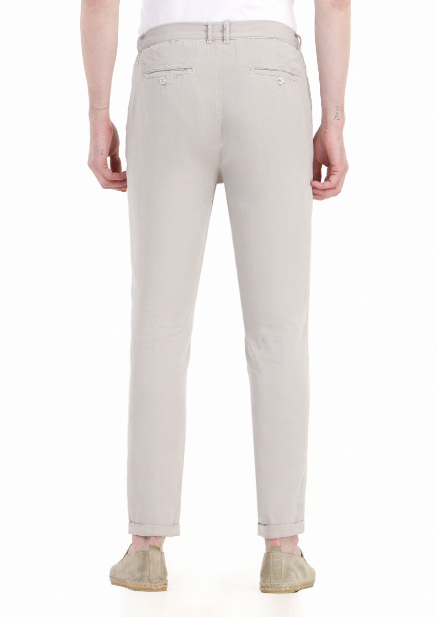 Bej Düz Dokuma Jogging Fit Casual Pantolon - 4