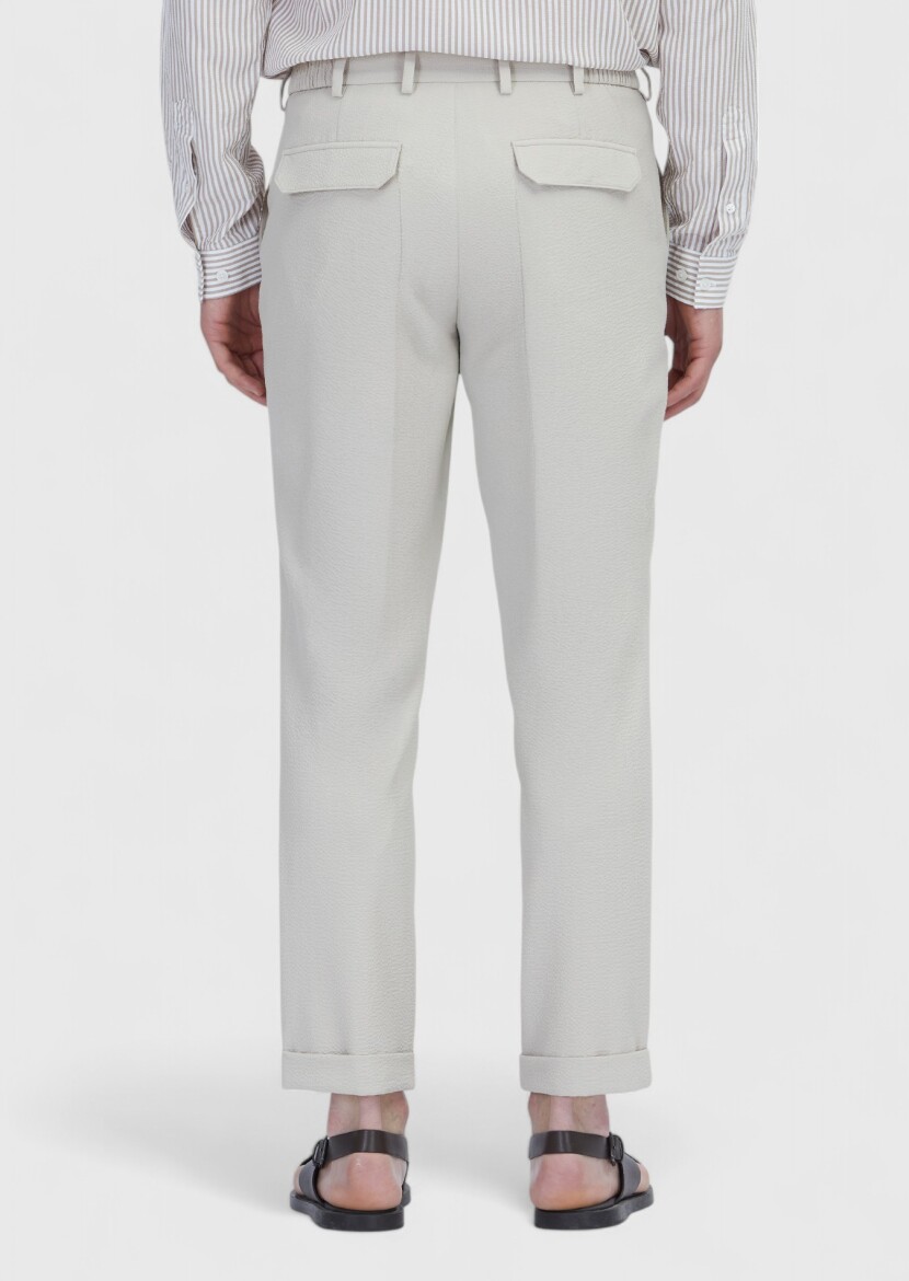 Bej Düz Dokuma Jogging Fit Casual Pantolon - 5