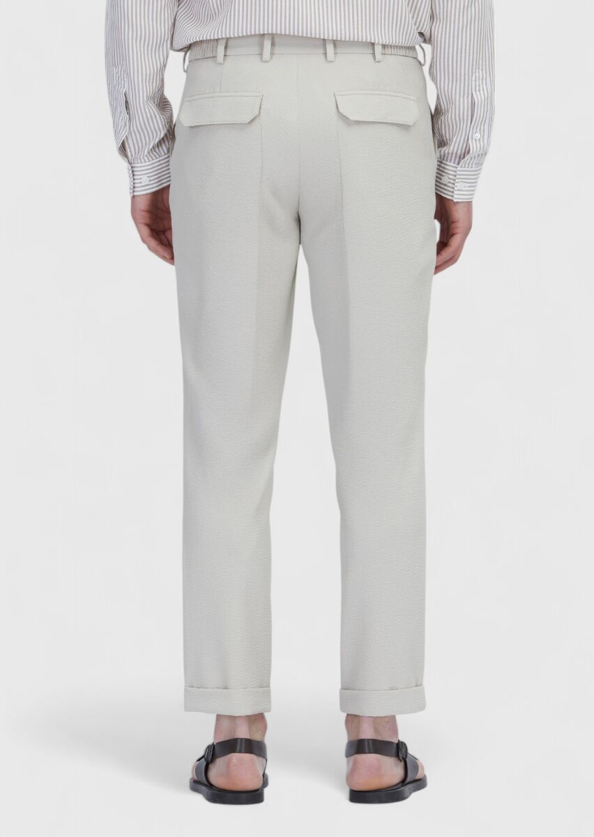 Bej Düz Dokuma Jogging Fit Casual Pantolon - 5