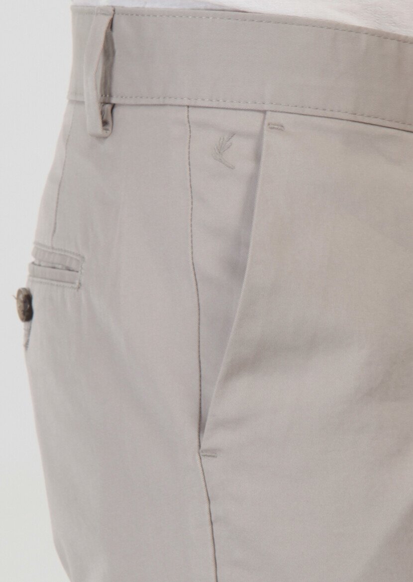Bej Düz Dokuma Regular Fit Casual Pamuk Karışımlı Pantolon - 5